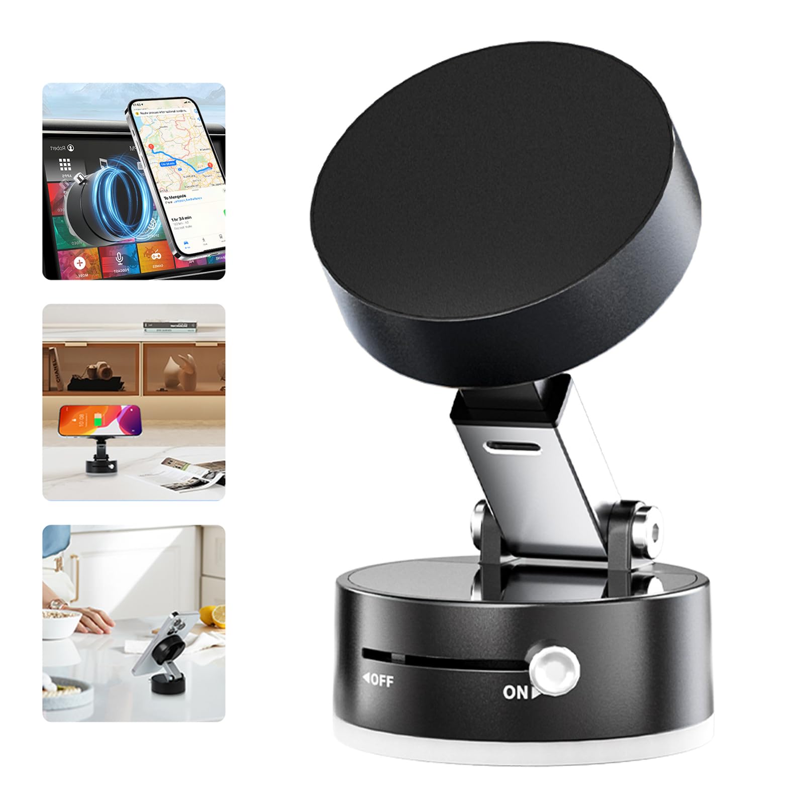 Taeery Magnetic Phone Holder Easy To Operate And Carry Foldable Adjustable Vacuum Magnetic Phone Holder For Car/Bathroom/Gym/Kit