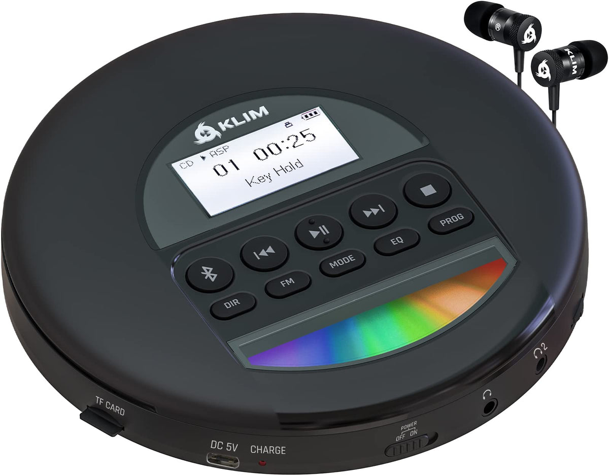 Klim Nomad   New 2023   Portable Cd Player Walkman With Long Lasting Battery   With Headphones   Radio Fm   Compatible Mp3 Cd Pl