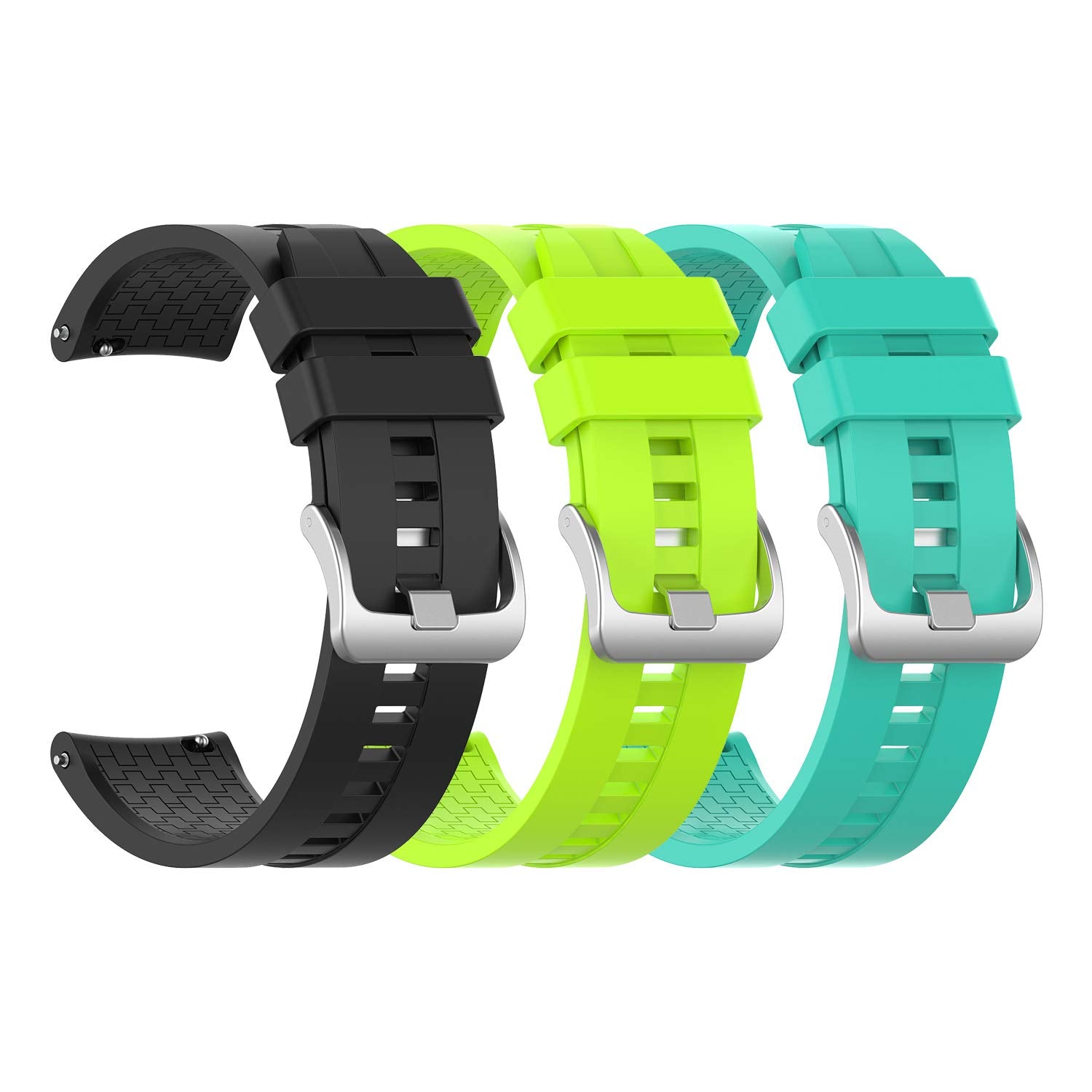 Eeweca 3 Pack Silicone Bands For Huawei Watch Gt Classic Replacement Strap (Black, Green, Teal)