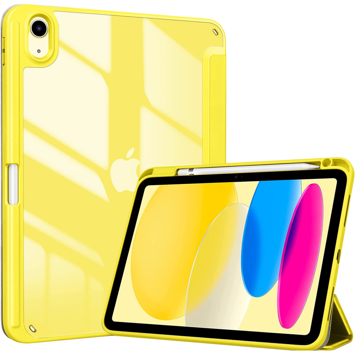 Procase For Ipad 10Th Generation Case With Pencil Holder 2022 10.9 Inch, Clear Back Ipad 10 Case, 10Th Gen Ipad Case For A2696 A2757 A2777  Yellow
