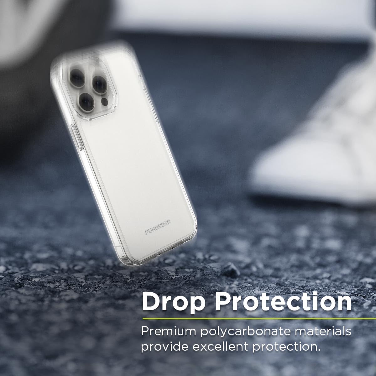 Puregear Slim Shell Case For Apple Iphone 15 Pro Max(2023)6.7, Flexible & Durable, Protective Snap-On, Functional Metal Buttons,