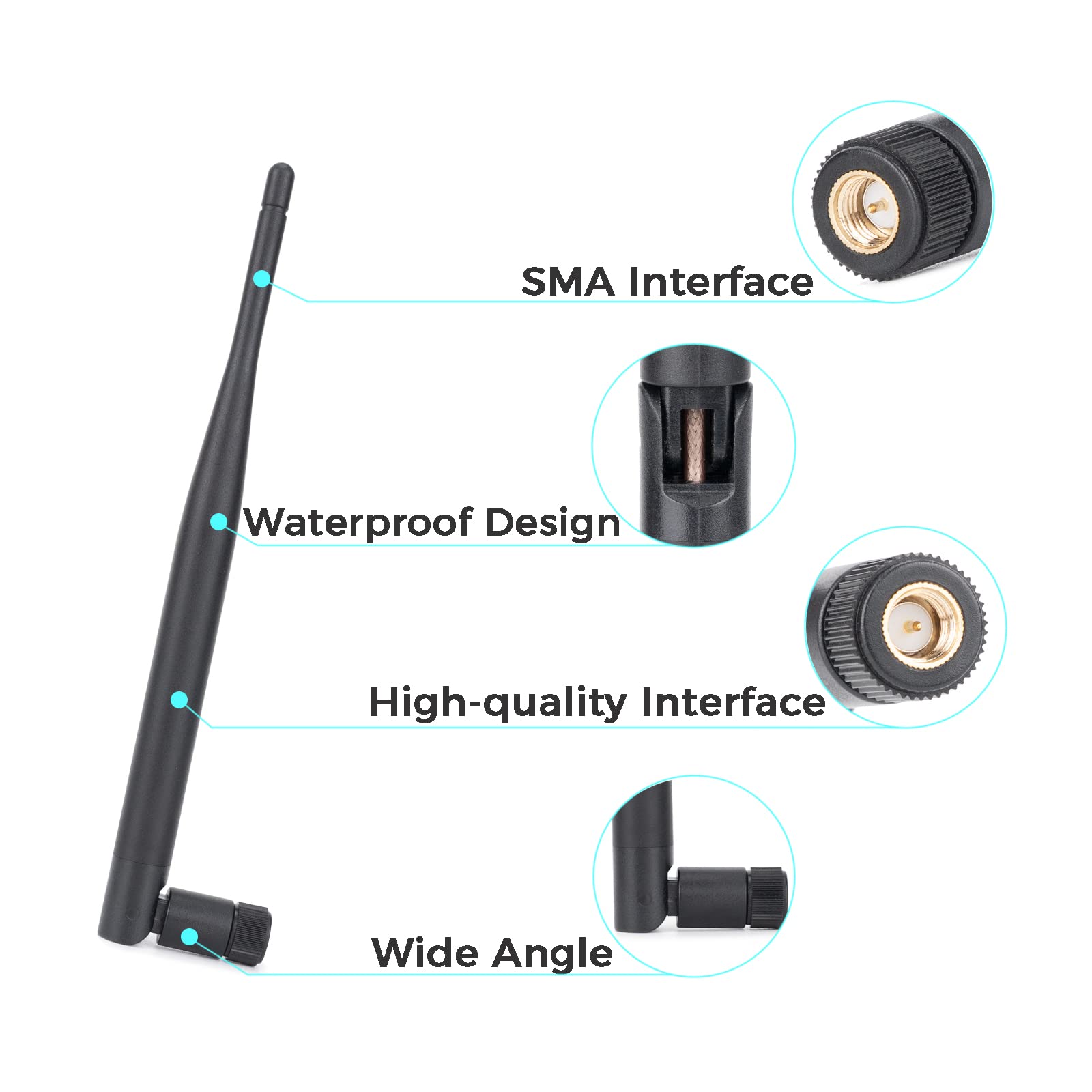 Fosi Audio Bluetooth Antenna Wifi Sma Male Pc 2.4Ghz 6Dbi Single Band Boost Bluetooth Audio Range For Home Office Wireless Netwo