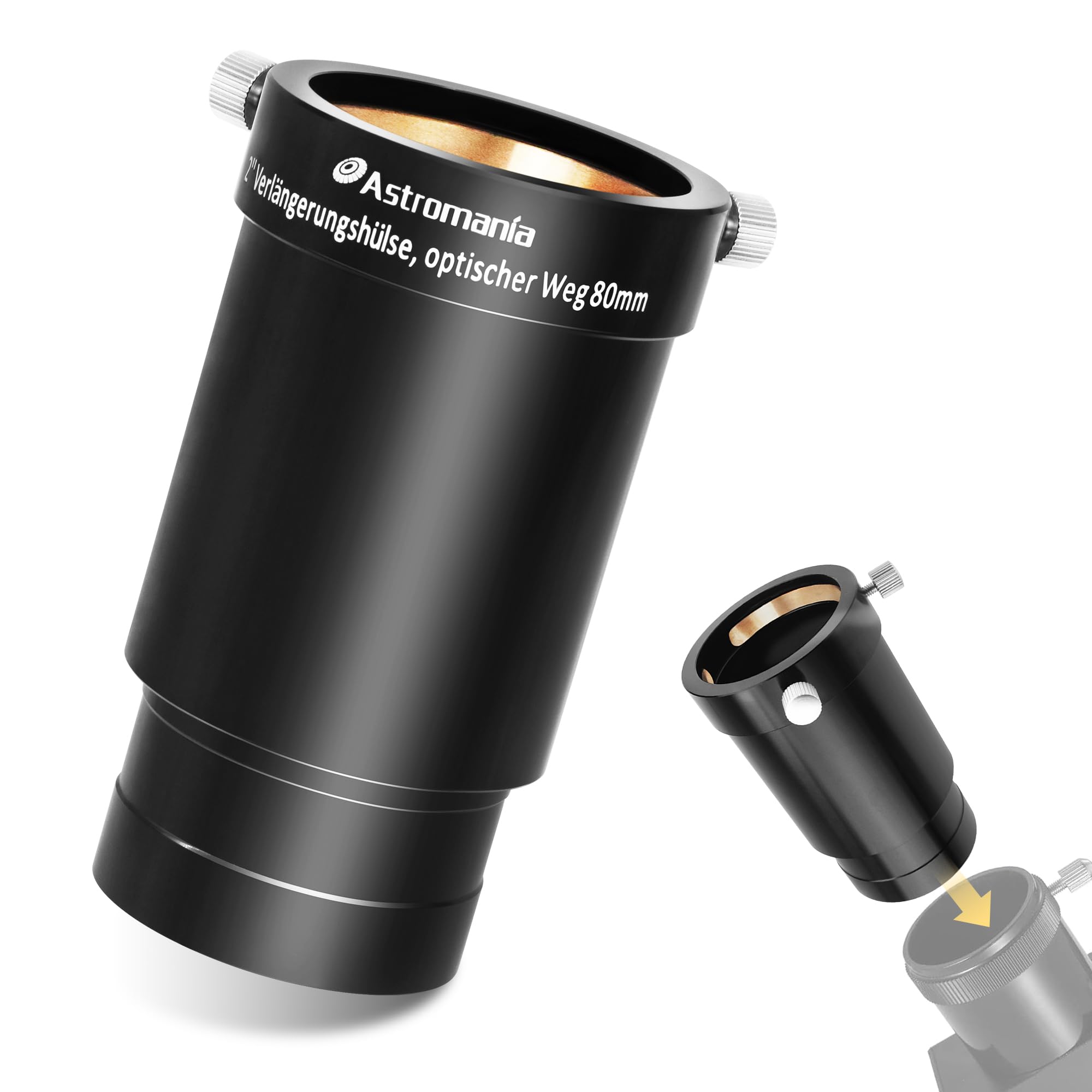 Astromania 2 Inch Telescope Eyepiece Extension Tube Adapter   Optical Length 80Mm   With Standand 2 Inch Filter Threads