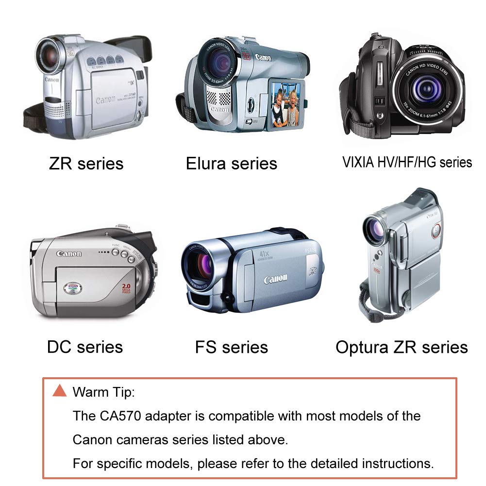 Tkdy Ca 570 Power Supply Adapter Camcorder Charger For Canon Vixia Camera, Fit For Canon Hv Hf Hg Series Xa25 Xa10 Xa 20 Xa30 Xa 30 Xa11, Hf G20 G30 Hf10 Hf100 Hg20 Hg21 Hg31 Hv10 Hv20 Hv30.