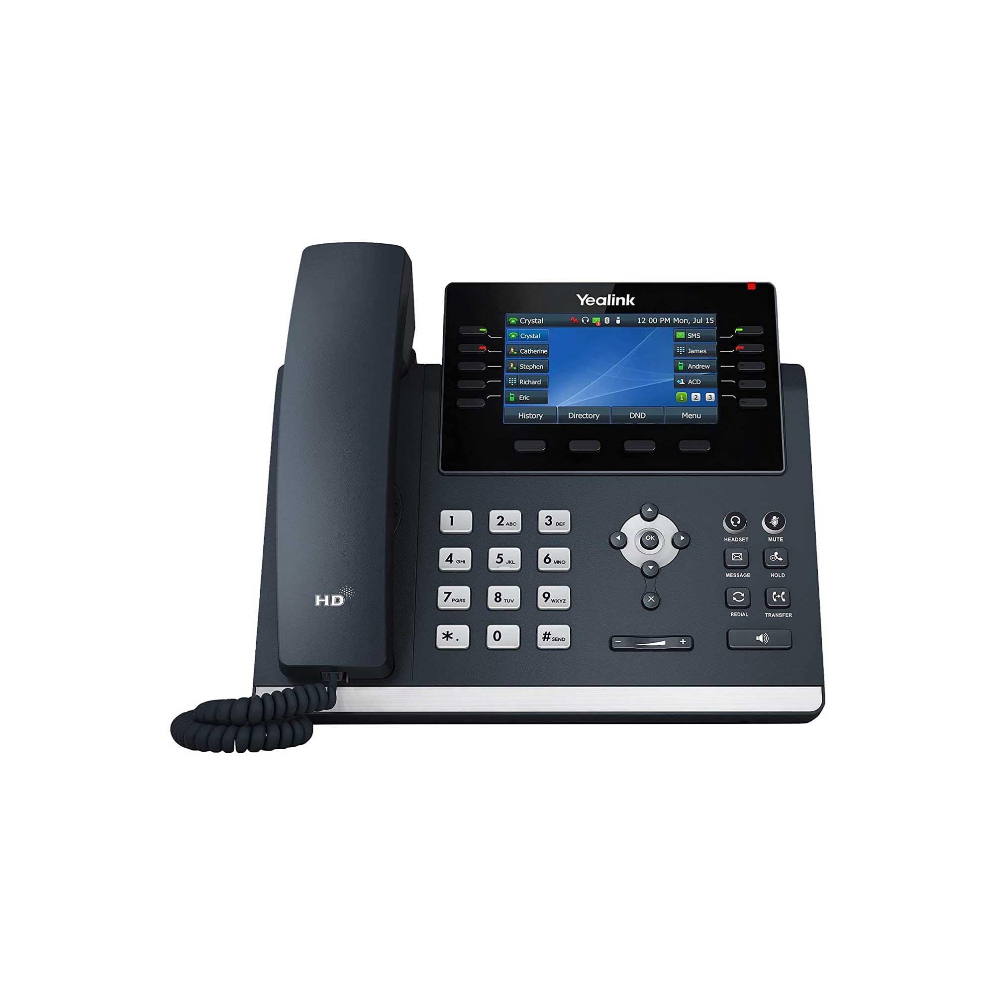 Yealink T46U IP Phone, 16 VoIP Accounts. 4.3-Inch Color Display. Dual USB 2.0, Dual-Port Gigabit Ethernet, 802.3af PoE, Power Ad