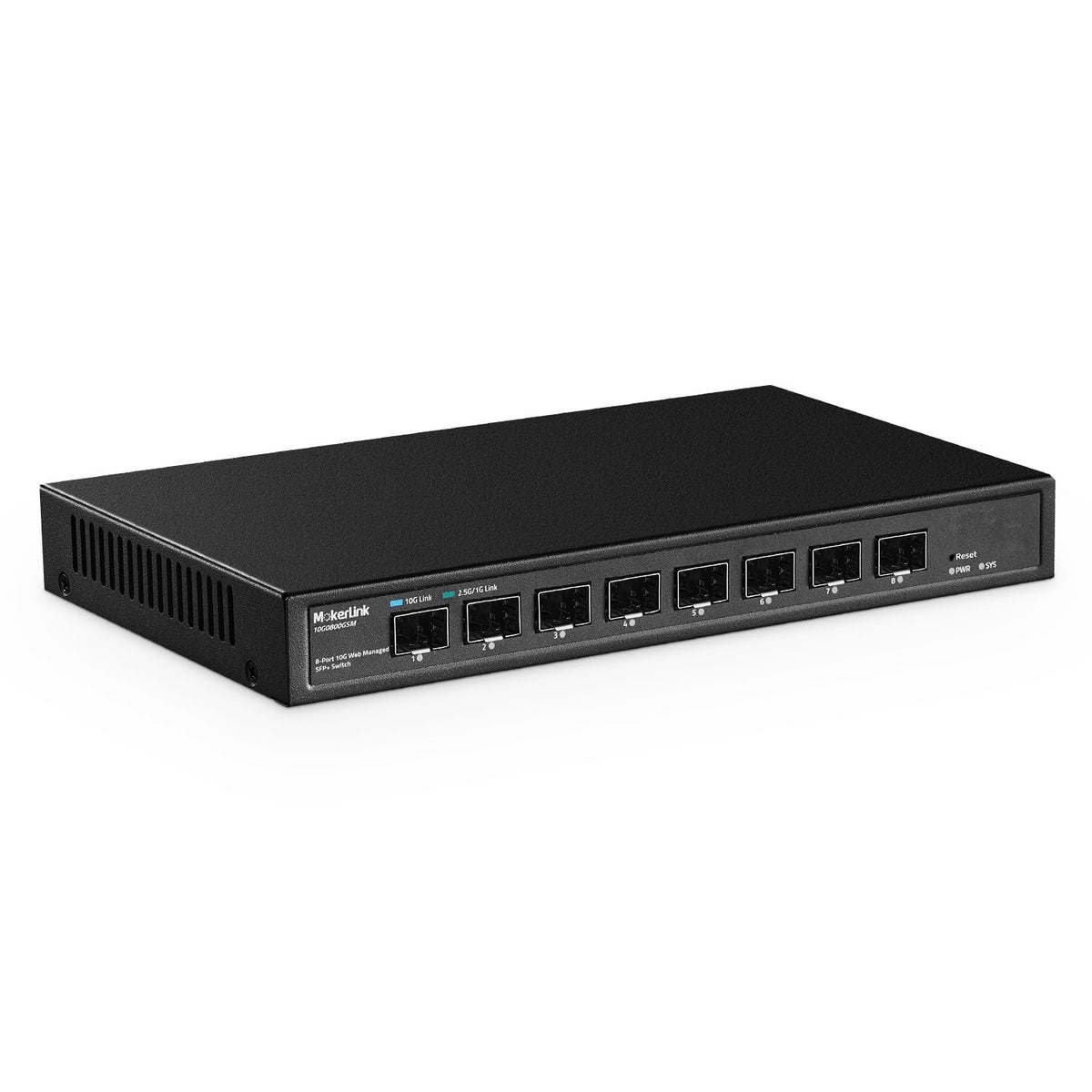 Mokerlink 8 Port 10Gbps Sfp+ Managed Switch, Support 1G/2.5G/10G Sfp Module, 160Gbps Bandwidth, Metal Fanless Web Managed Networ