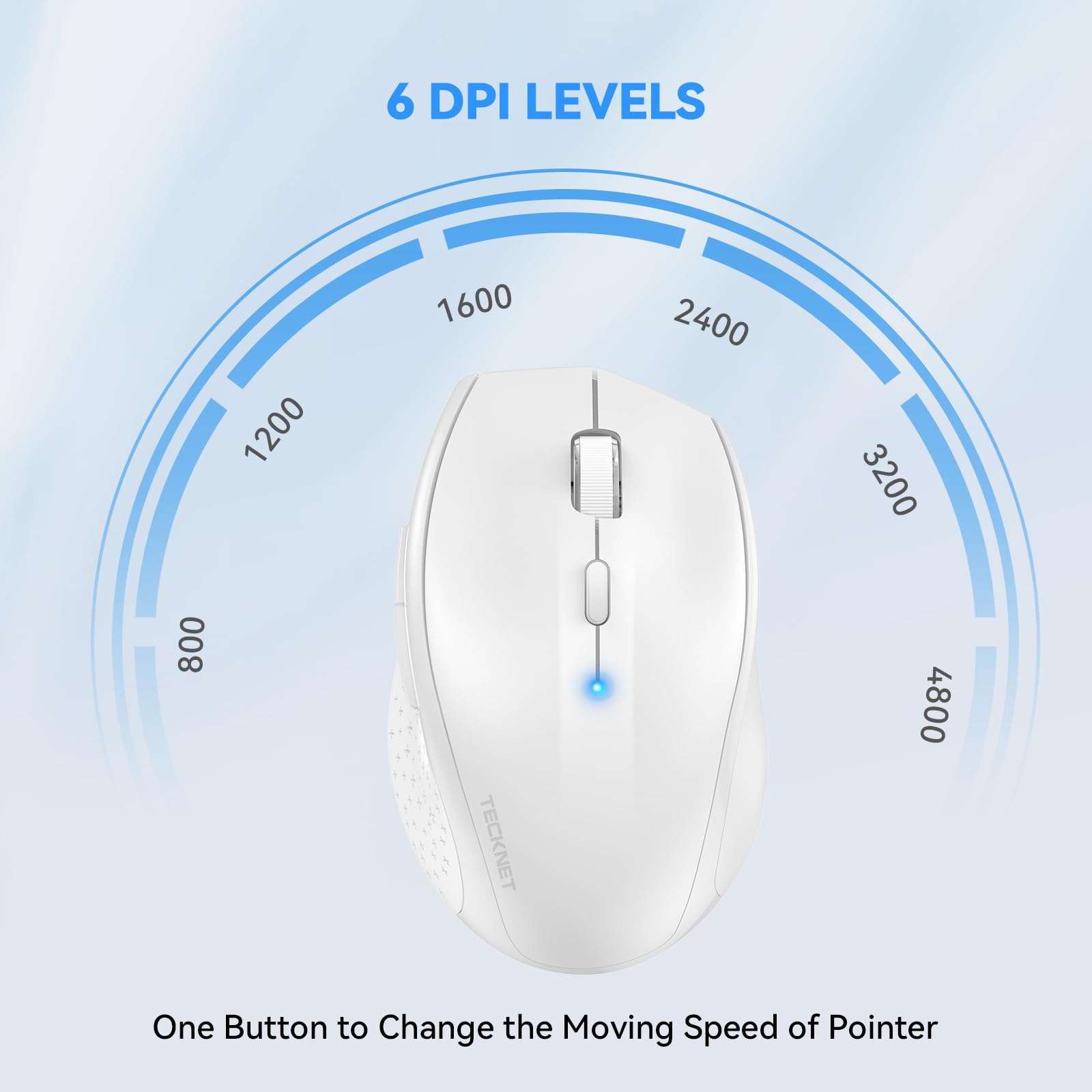 Tecknet Bluetooth Mouse, 4800 Dpi Wireless Mouse, 2 Year Battery Computer Mouse 6 Adjustable Dpi, 6 Buttons Compatible With Lapt