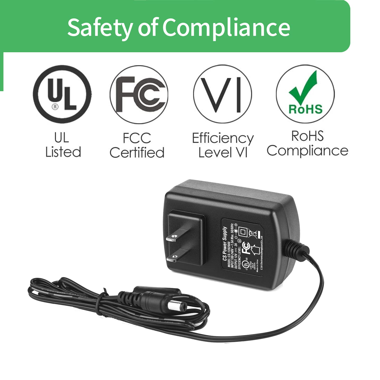[Ul Certified] 2-Pack 12V 2A Power Supply Adapter, 5.5Mm X 2.1Mm Plug, Ac To Dc Adapter For Ip Camera, Dvr, Nvr, Led Ir, Router