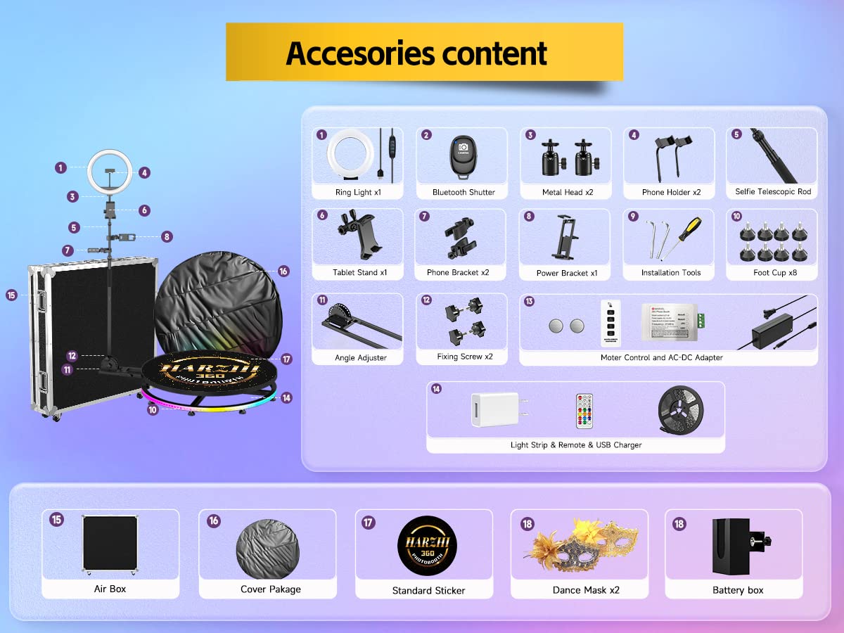 Harzhi 360 Photo Booth With Flight Case 80Cm + 24V Battery, 360 Photo Booth Machine For Parties Christmas Wedding 31.5'', Softwa