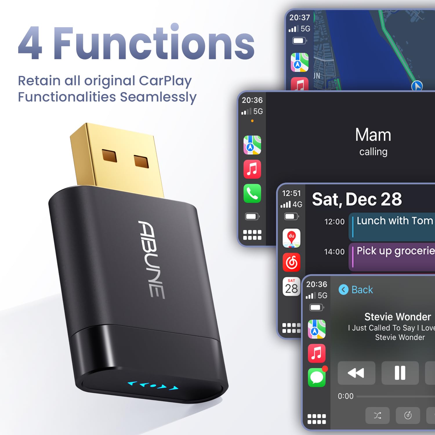 Mini Wireless Carplay Adapter For Iphone, 2 In 1 Carplay And Android Auto Adapter, Easy Upgrade From Wired To Wireless, Plug & P