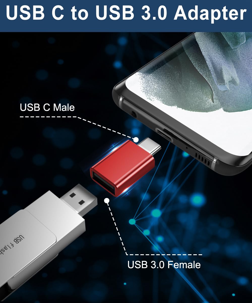 Basesailor Usb C To Usb Adapter 3 Pack,Usbc Male To Usb A 3.0 Female Otg Adapter,Type C Thunderbolt 3/4 Converter For Iphone 16