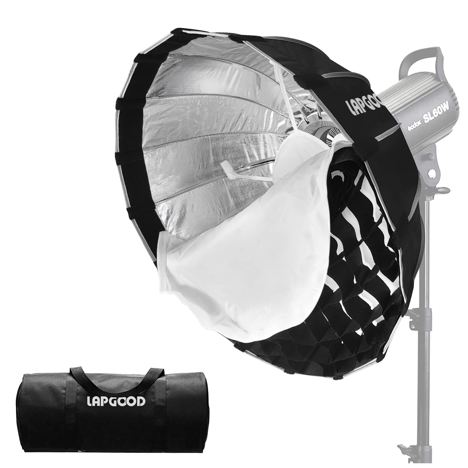 Lapgood Qr60 23.6'' 60Cm Softbox Portable Collapsible Bowens Mount With Honeycomb Grid Deep Paraboloid Surface Fast Installation