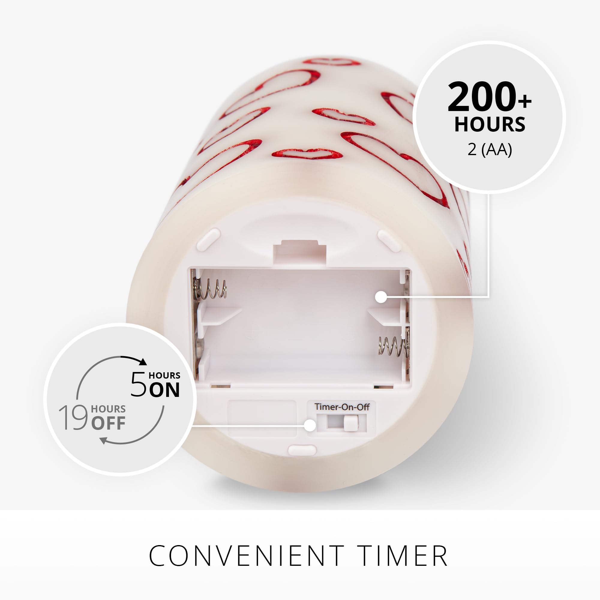 Luminara Debossed Hearts Pillar Candle Metallic Red   Patented Flickering Flameless Technology   Valentine'S Day Collection   Re