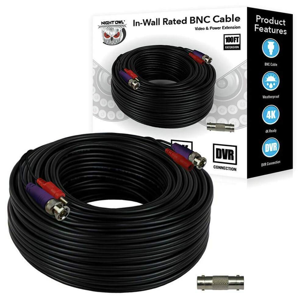 Night Owl 100 Ft. In Wall Rated Video/Power Camera Extension Cable With Extension Adapter (1 Pack)