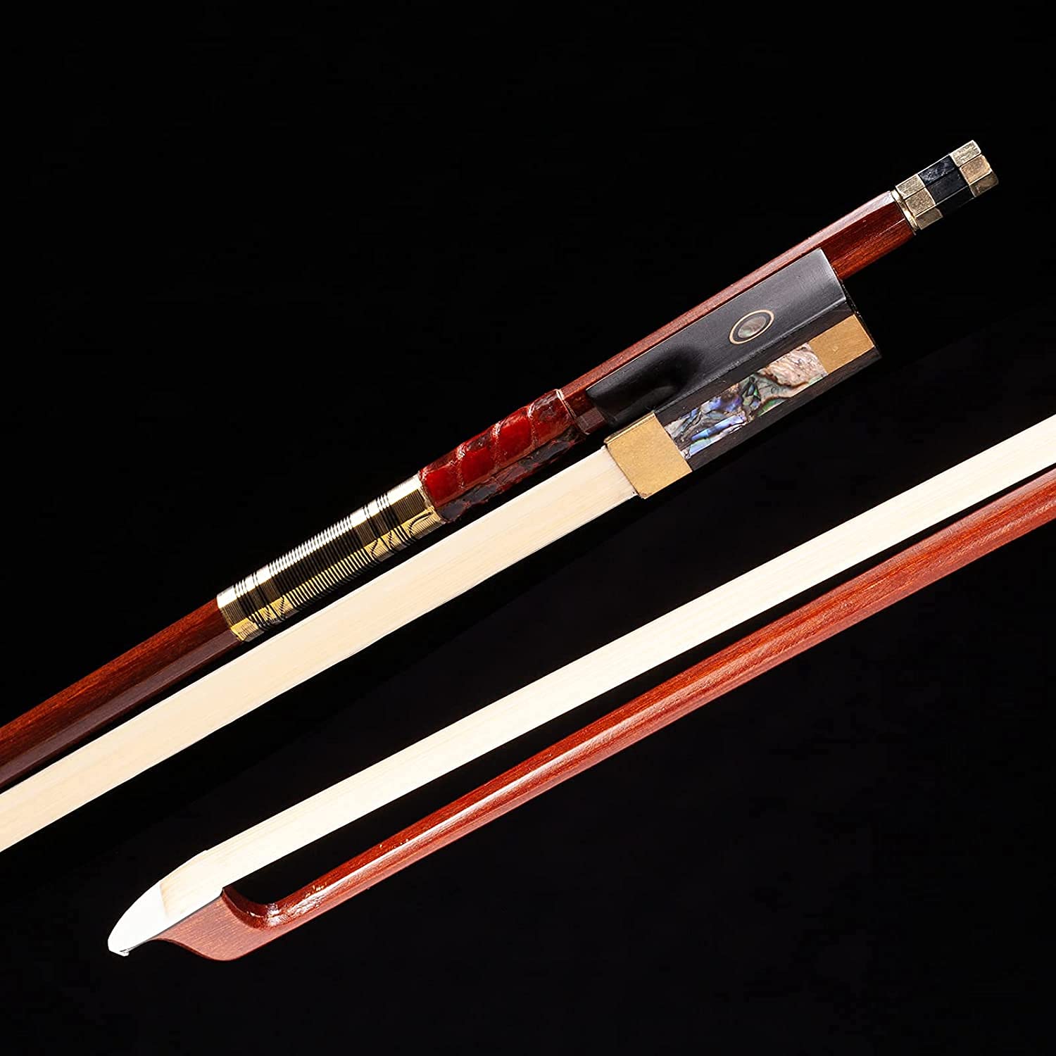 Amzz Advance 4/4 Full Size Violin Bow Pernambuco Violin Bow Real Horse Hair Octagonal Stick (Brazilwood Bow 4/4)