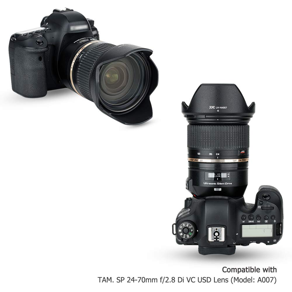 JJC Reversible Lens Hood for Tamron SP 24-70mm f/2.8 Di VC USD HA007 Replacement ABS Black