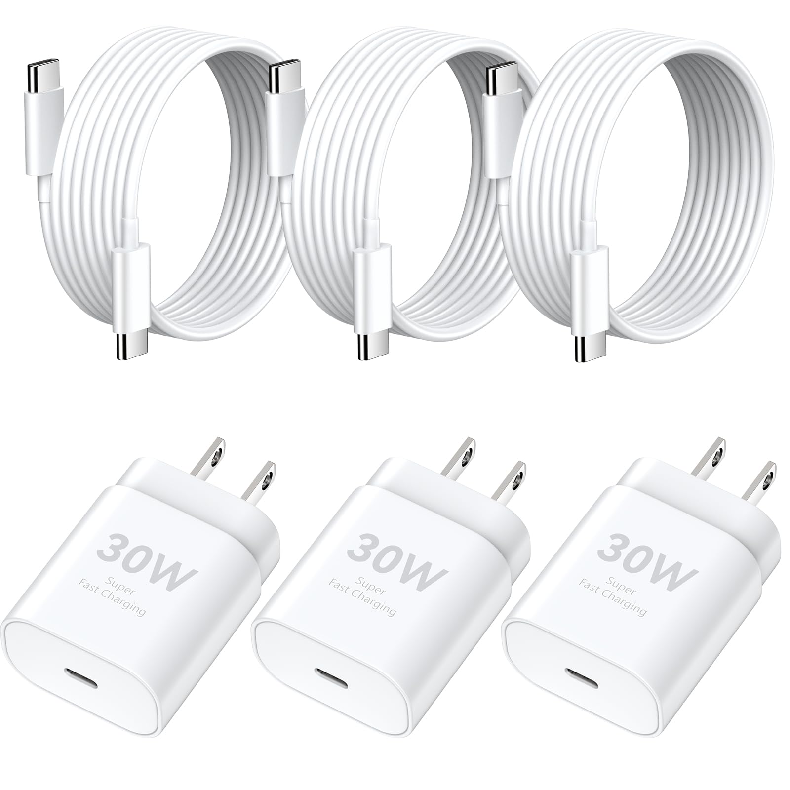 Phone 17 16 15 Pro Max Charger Fast Charging, 30W USB C Charger Type C Chargers Fast Charging Block with 10 FT Long Cable Cord f