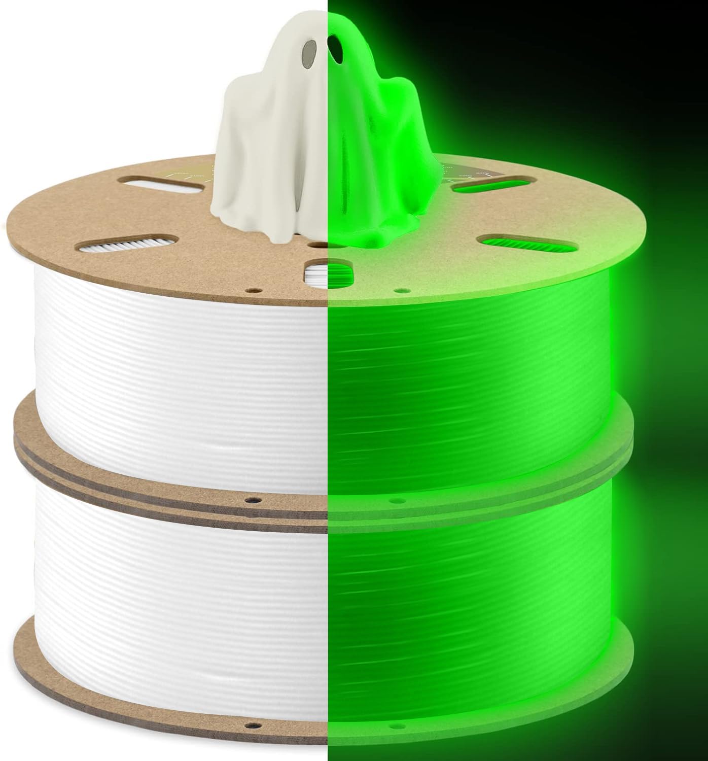 Duramic 3D Pla Glow In The Dark Filament 1.75Mm Glow Green 2 Pack, 3D Printing Pla Filament 1.75Mm Dimensional Accuracy +/  0.05