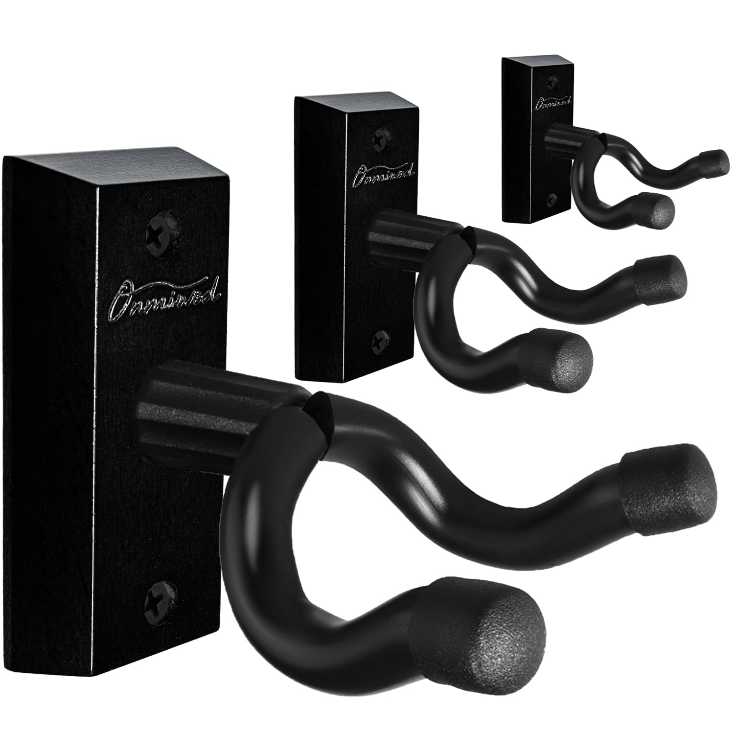 Onmiwod Guitar Wall Mount 3 Pack, Real Hardwood Guitar Hanger, U Shaped Guitar Wall Hanger Mount, Guitar Holder Hook Stand Wall