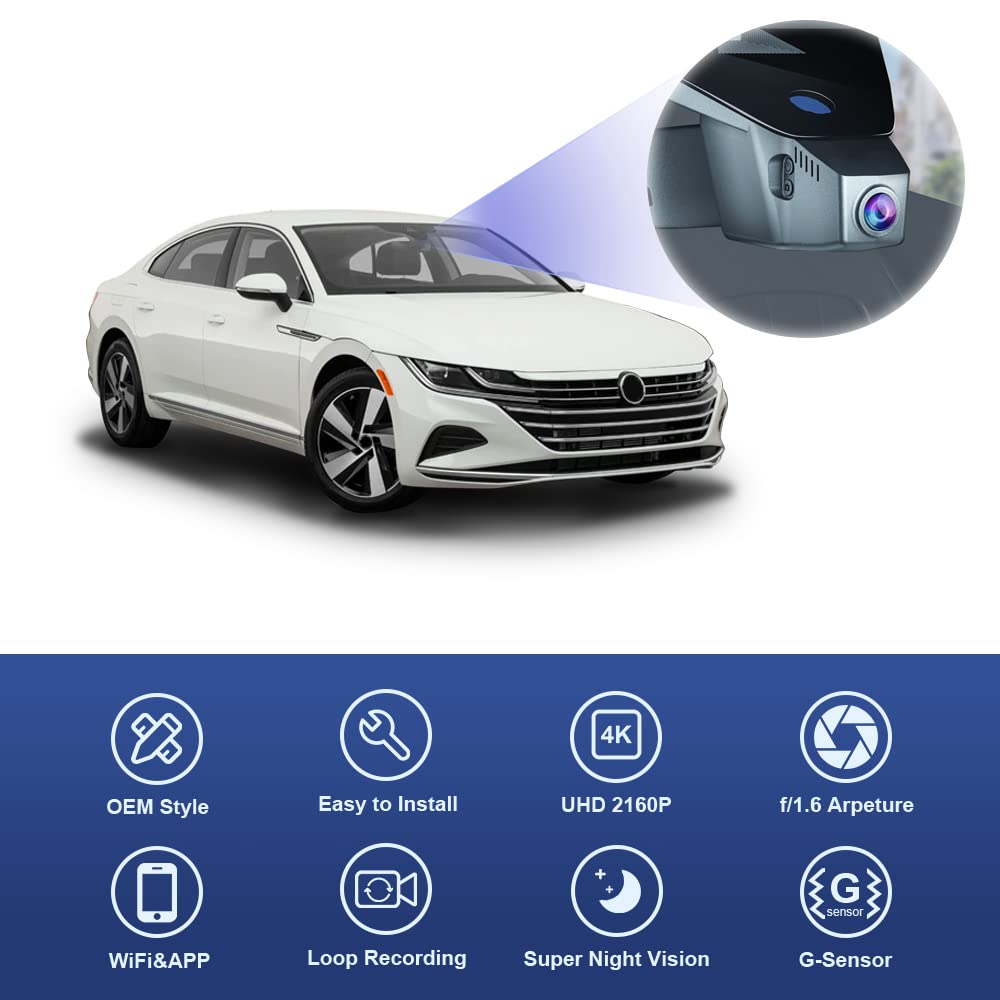 Fitcamx 4K Dash Cam Suitable For Volkswagen Id.4 2021 2022 2023 2024 & Audi Q4 E Tron 2022 2024, Oem Factory Look, 2160P Uhd Vid