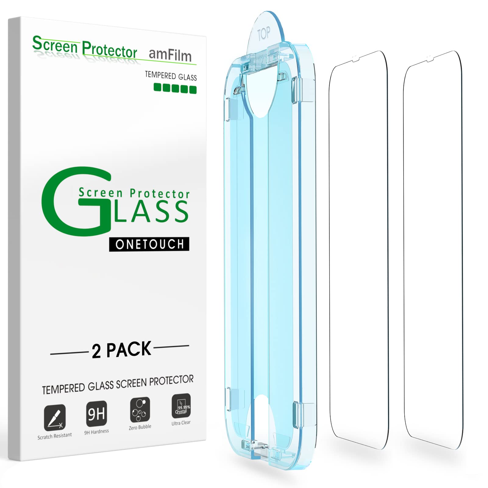 Amfiim Tempered Glass Screen Protector For Iphone 14 6.1''/Iphone 13/Iphone 13 Pro 6.1'', Easy Onetouch Installation, Auto Align