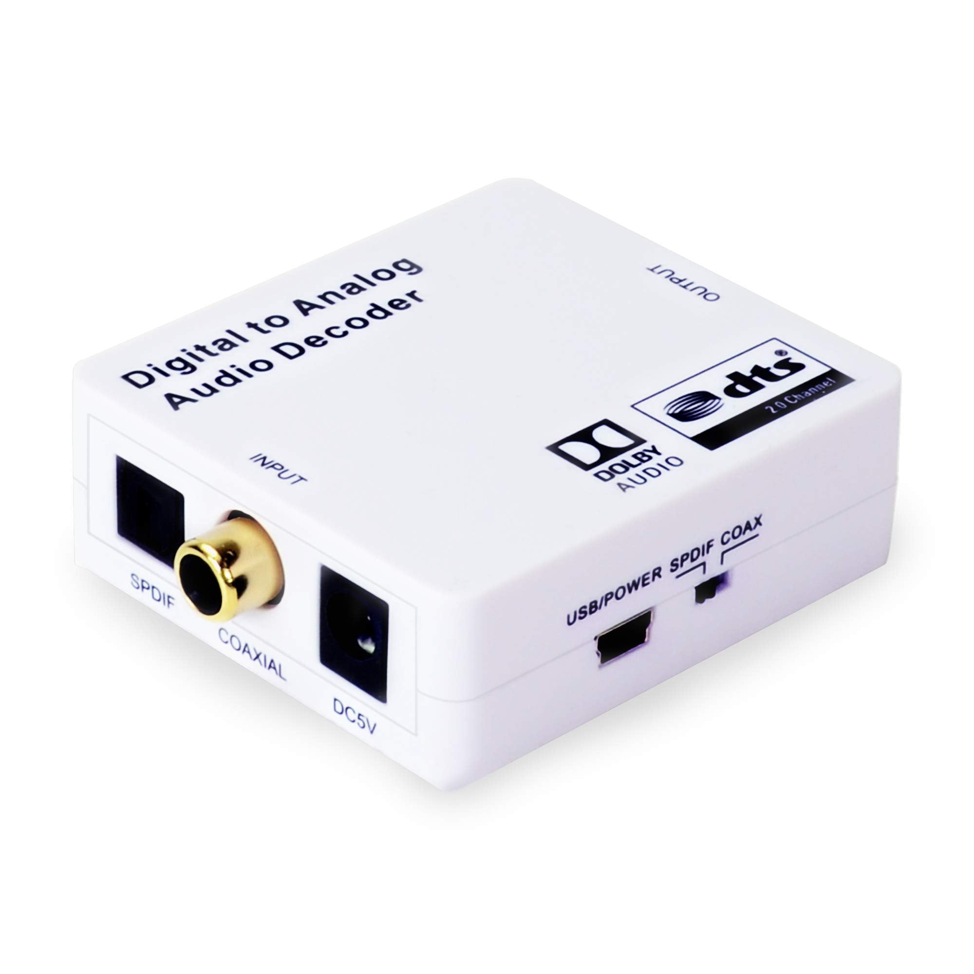 J Tech Digital Optical Spdif Toslink/Coaxial Digital To Analog Audio Decoder Converter Compatible With Dolby Digital, Pcm, And D