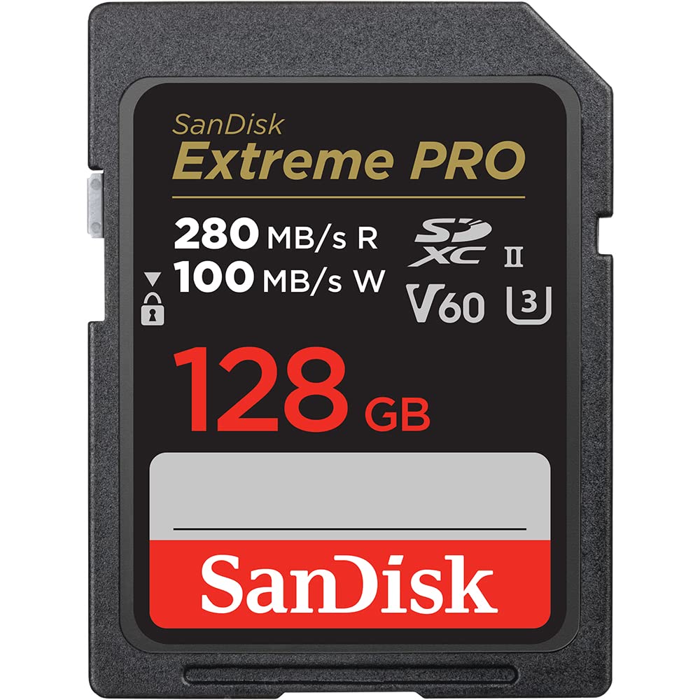 SanDisk 128GB Extreme PRO SDXC UHSII Memory Card  C10, U3, V60, 6K, 4K UHD, SD Card  SDSDXEP128GGN4IN