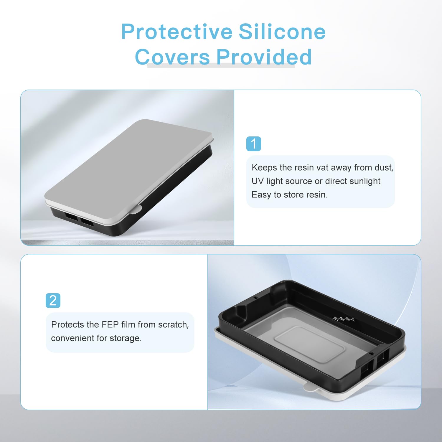 Sovol 3D Printer Resin Vat With Silicone Lid, Durable Aluminium Alloy Resin Tank With Fep Film & Aluminum Rings Preinstalled For