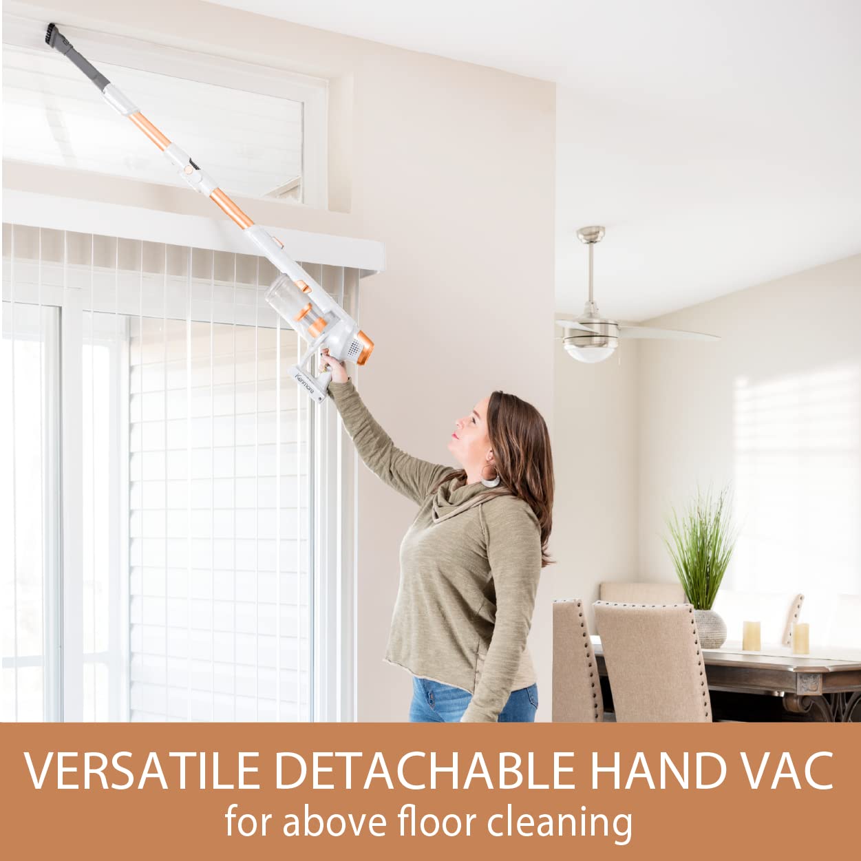 Kenmore Ds4030 21.6V Cordless Stick Vacuum With Easyreach Wand, Lightweight Cleaner With 2 Speed Power Control, Led Headlight, Converts To Handheld For Hardwood Floors, Carpet & Pet Hair, Orange