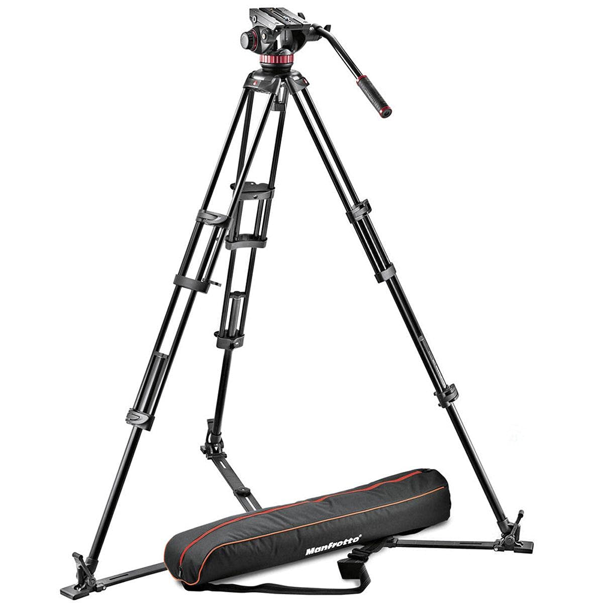Manfrotto Mvh502A,546Gb 1 Professional Fluid Video System With Aluminum Tripod And Ground Spreader (Black)