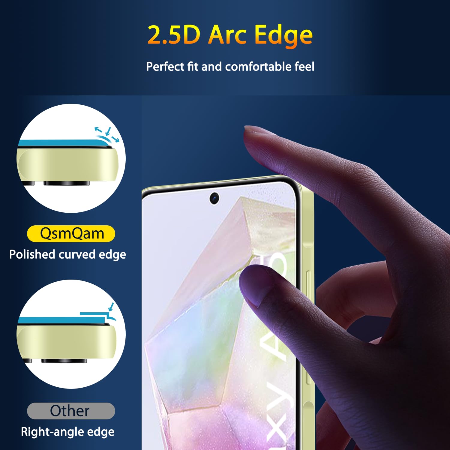 Qsmqam 3 Pack Screen Protector For Samsung Galaxy A35 + 3 Pack Camera Lens Protector, Ultra Hd Tempered Glass, 9H Hardness, Anti