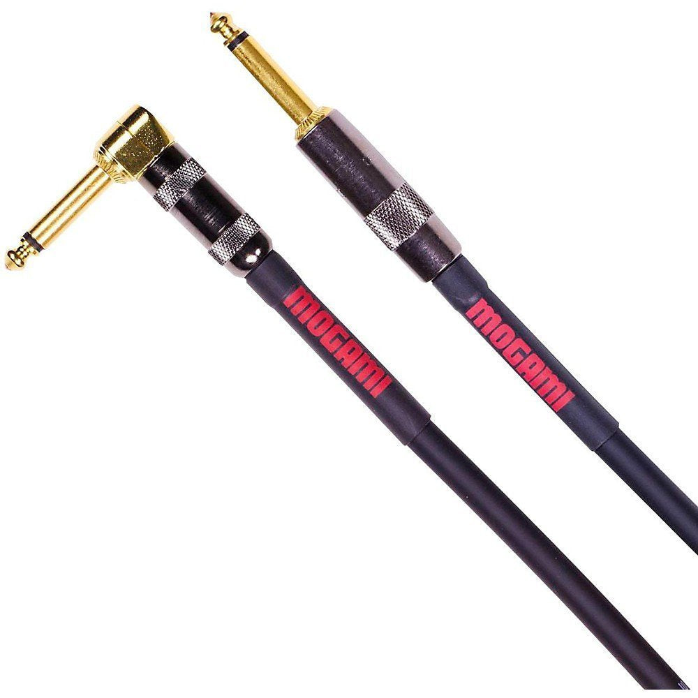 Mogami Od Gtr 12R Overdrive Guitar Instrument Cable, 1/4' Ts Male Plugs, Gold Contacts, Right Angle And Straight Connectors, 12 Foot