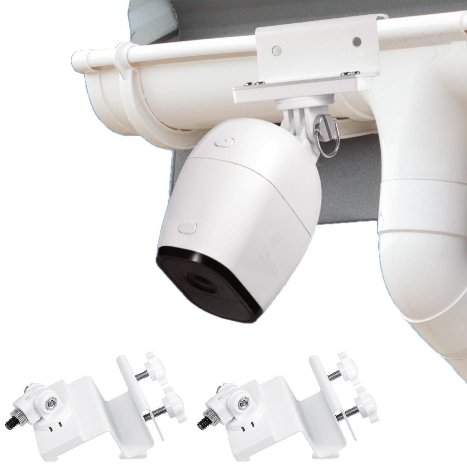 Wasserstein Weatherproof Gutter Mount   Compatible With Arlo Pro/Pro 2/Pro 3/Pro 4/ Pro 5S/Hd/Ultra/Ultra 2 (2 Pack, White)
