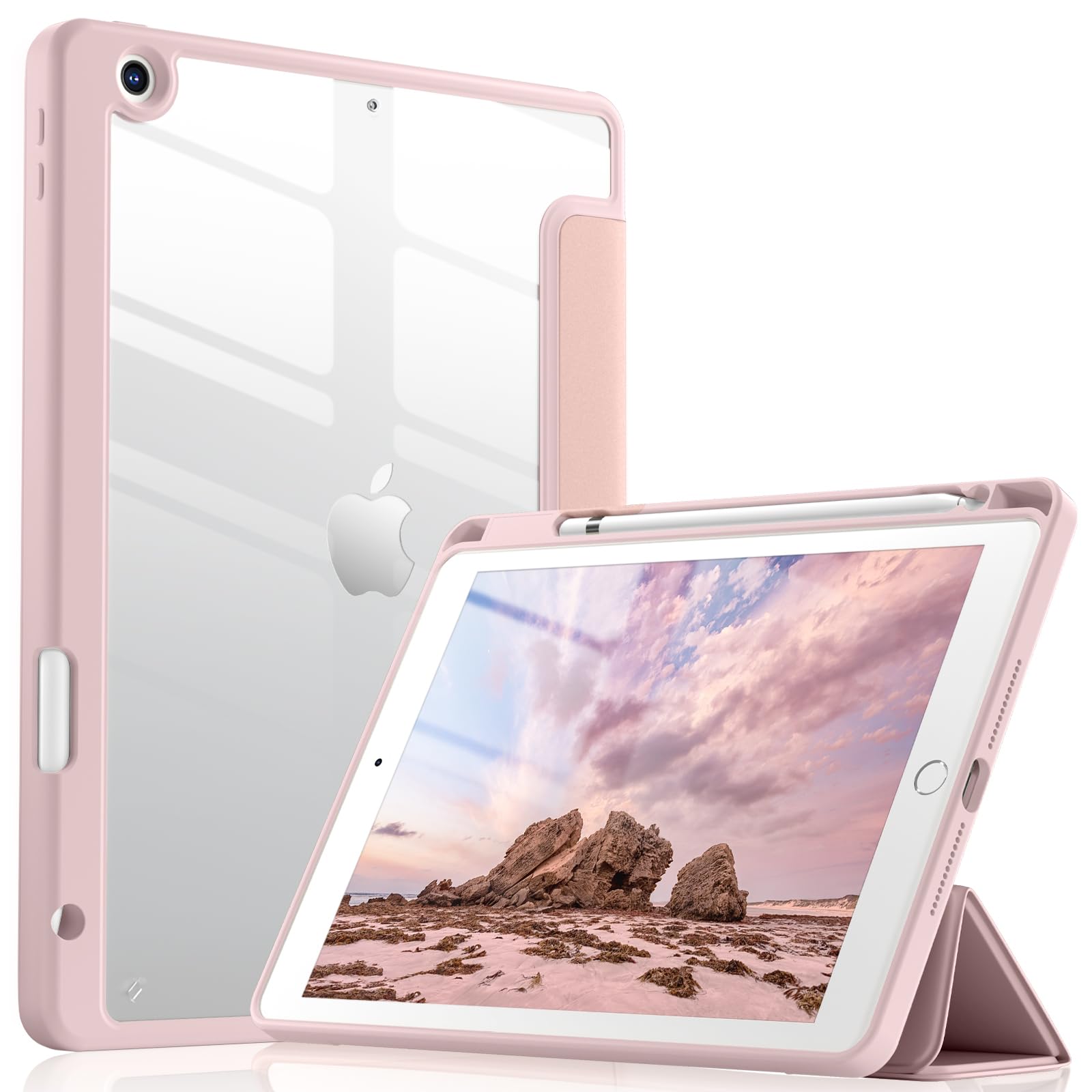 Wenlaty Case Compatible With Ipad 9Th /8Th /7Th Generation Case(2021/2020/2019), Full Body Protective With Pencil Holder, Clear