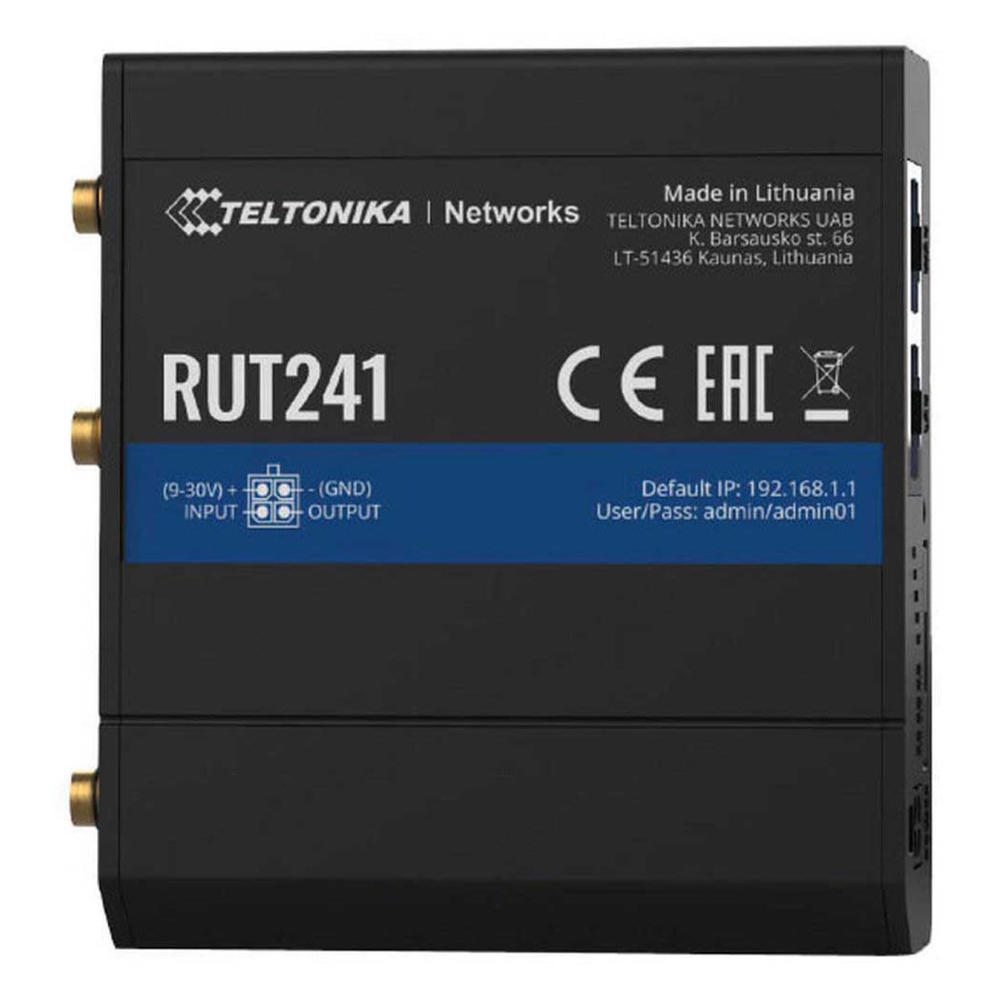 Rut241 (Eu) 4G Lte Router Teltonika Rut241, Cellular, W126926282 (Teltonika Rut241, Cellular Network Router, Black, Aluminium, P
