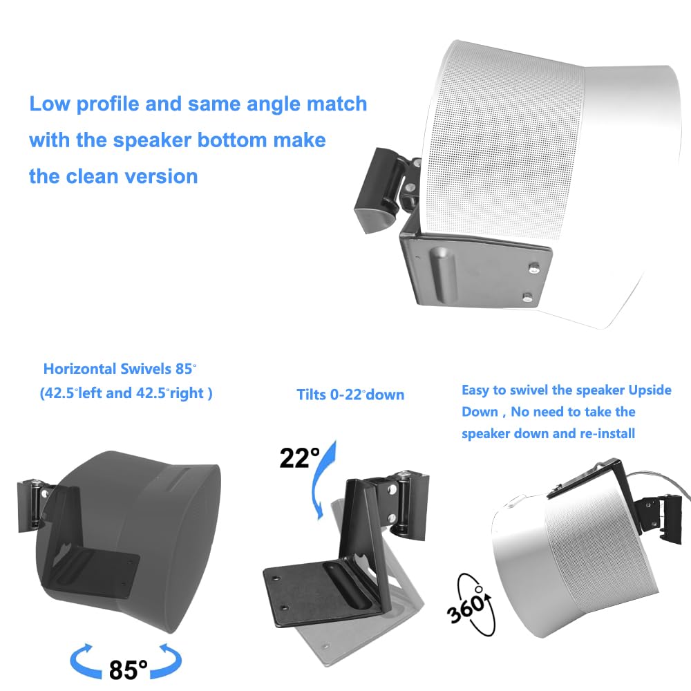 Emaquin Wall Mounts Brackets Pair Set(2Pcs) For Sonos Era 300 Speaker(Include 2Pcs,Swivel And Tilt,Sturdy Metal,Durable Finish,E