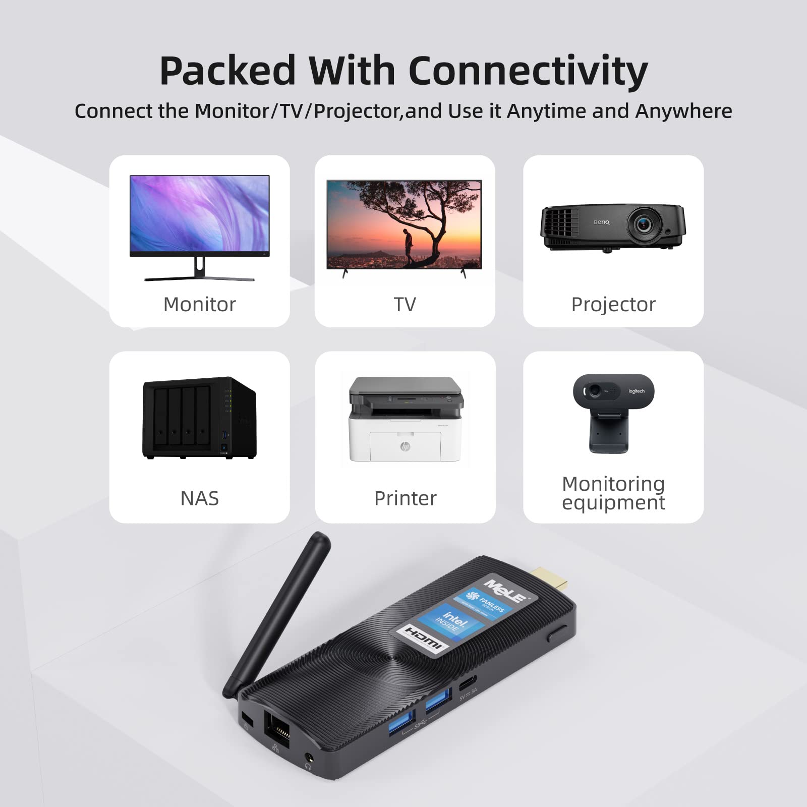 Mele Fanless Mini Pc Stick Pcg02 Windows 11 Home N4000 4Gb Ram 128Gb Iot Industrial Desktop Computer Support Windows 10 11 Linux