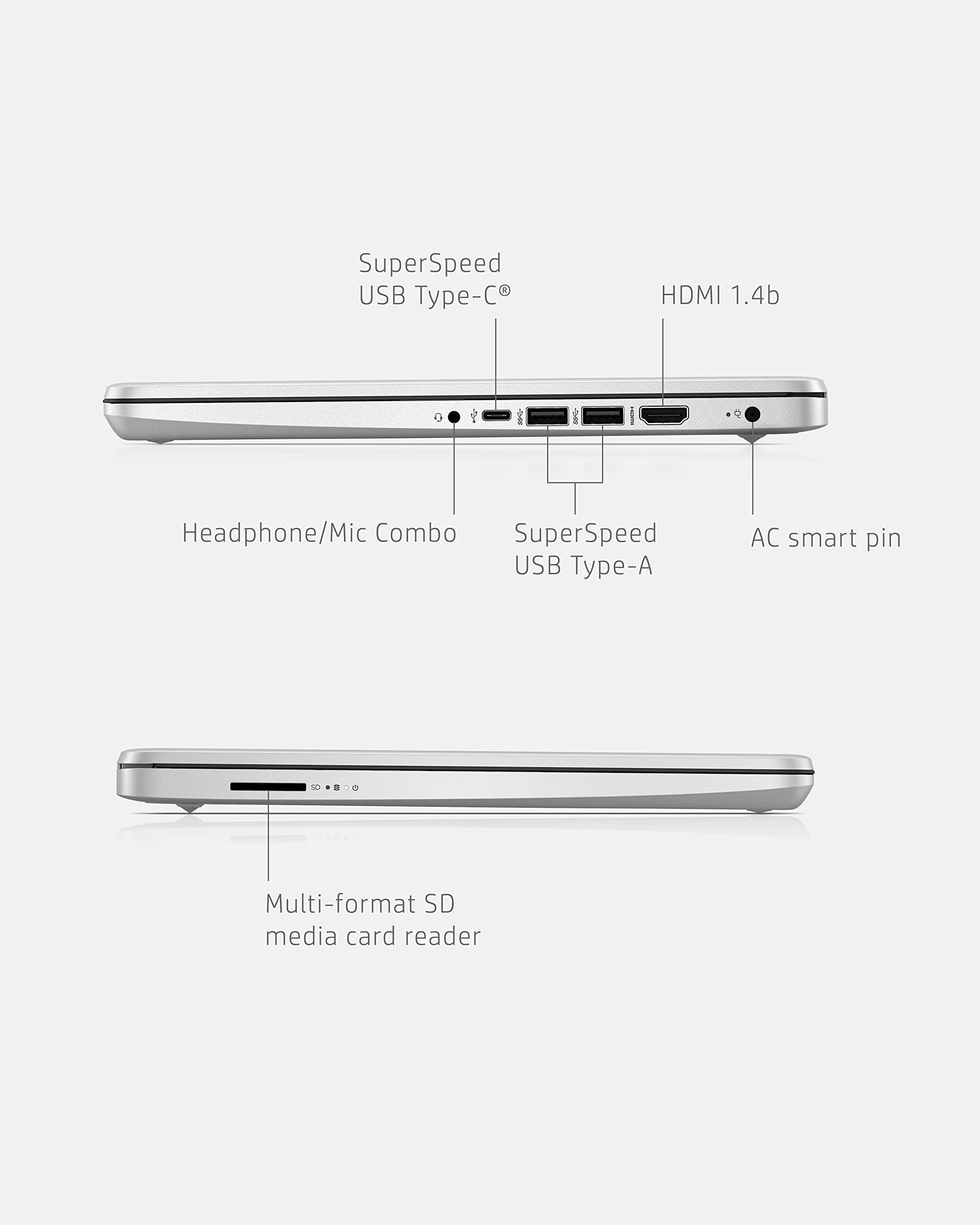 Hp 14 Inch Laptop, Intel Pentium Silver N5030 Processor, Intel Uhd Graphics, 128 Gb Ssd, Windows Window 11 In S Mode (14-Dq0090N