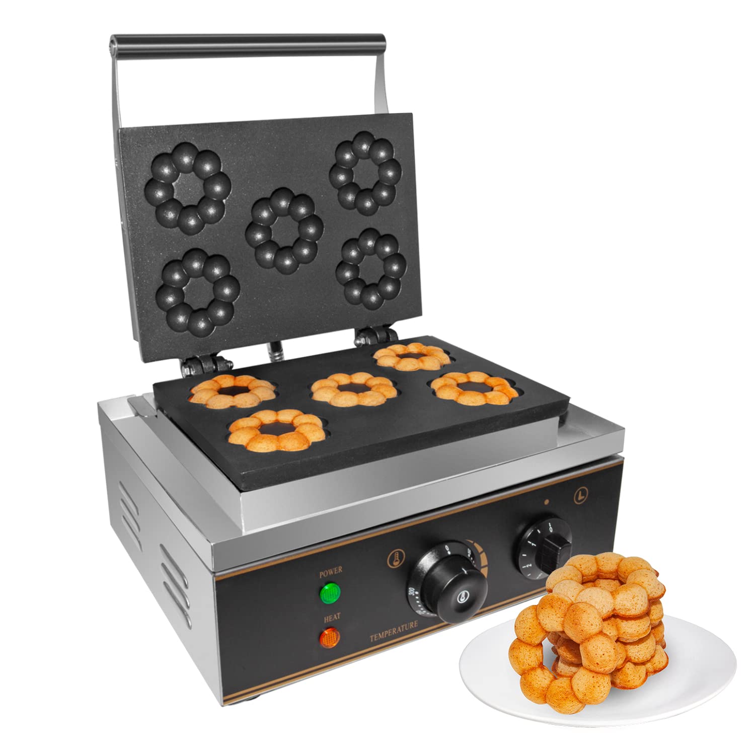GorillaRock Mini Donut Maker | Electric Donut Making Machine | 110V (6 round)