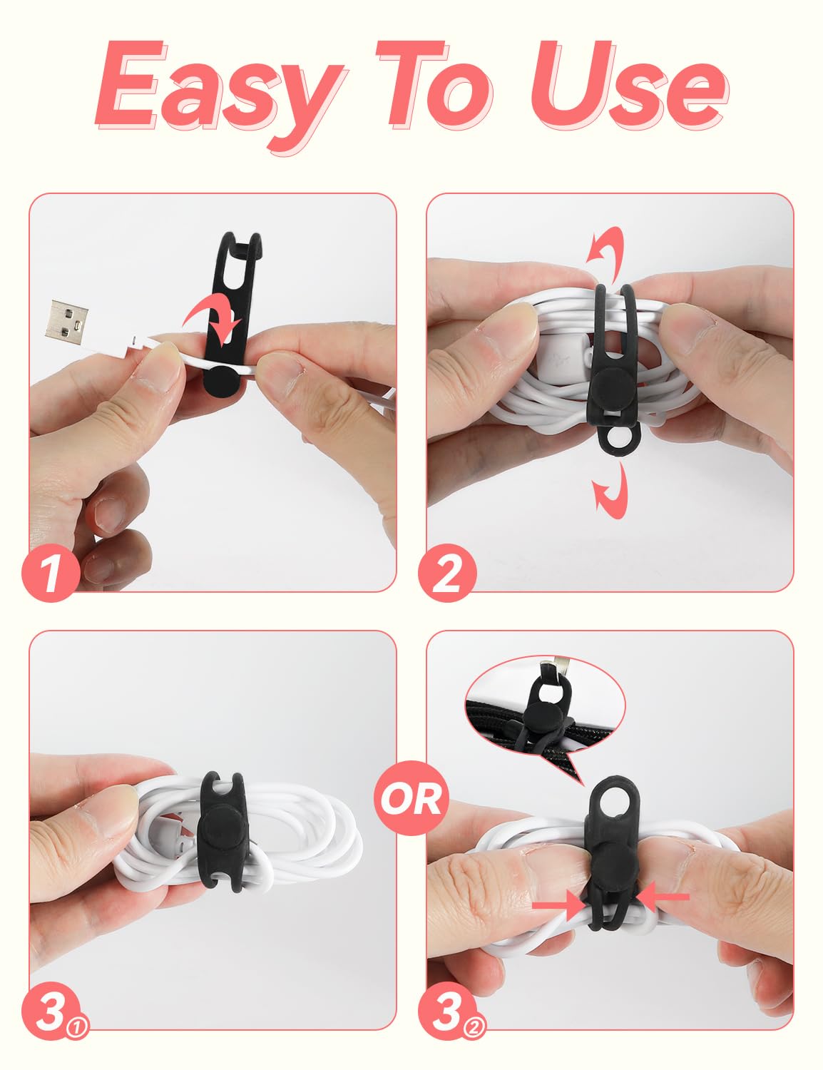 20 Pack Silicone Cable Ties Cord Organizer Reusable, Kanemc Cord Wrap Wire Organizers Cable Strap For Electronics, Even As Curta