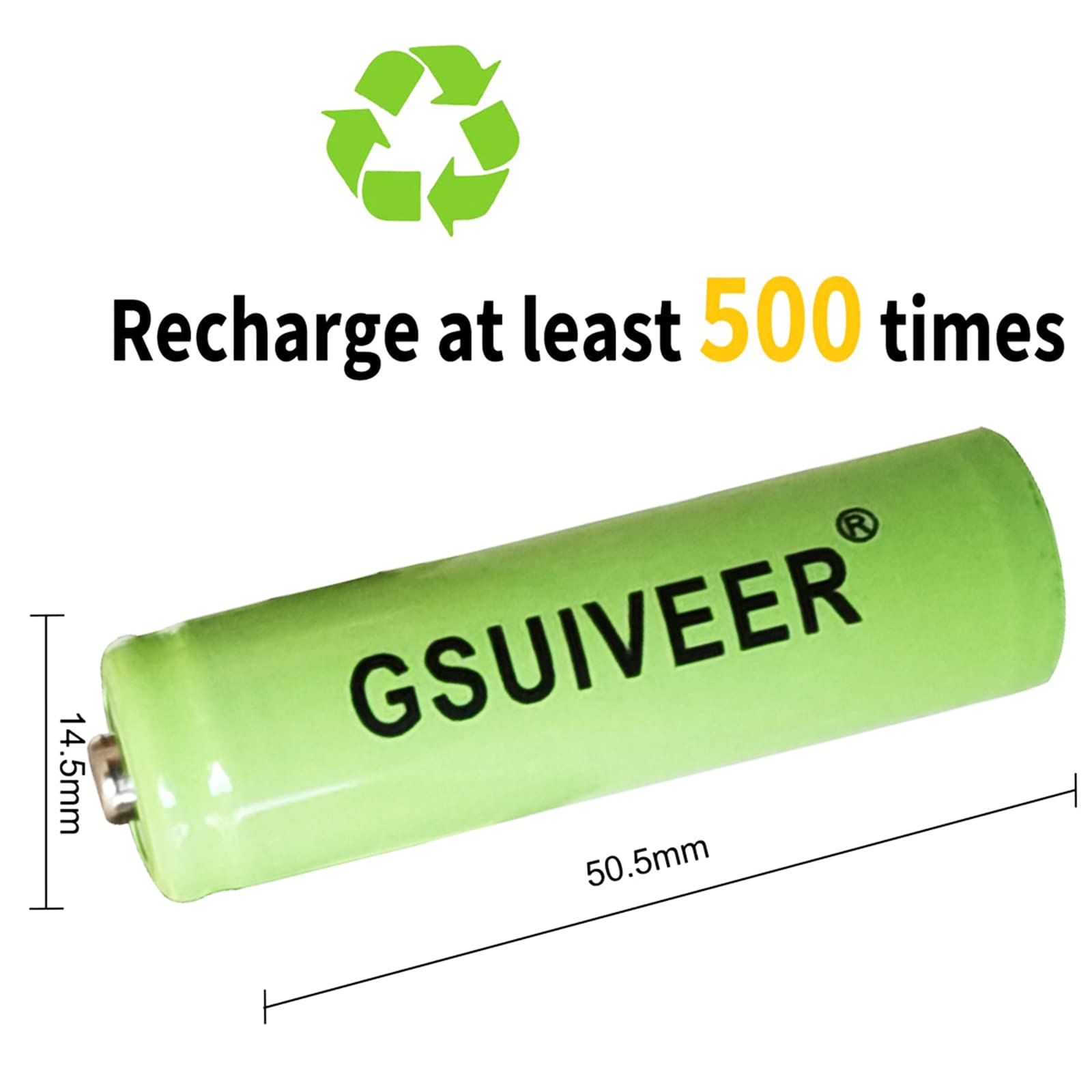 Gsuiveer 1.2V Ni Mh Aa 600Mah Rechargeable Batteries For Outdoor Solar Garden Lights (8 Pack)