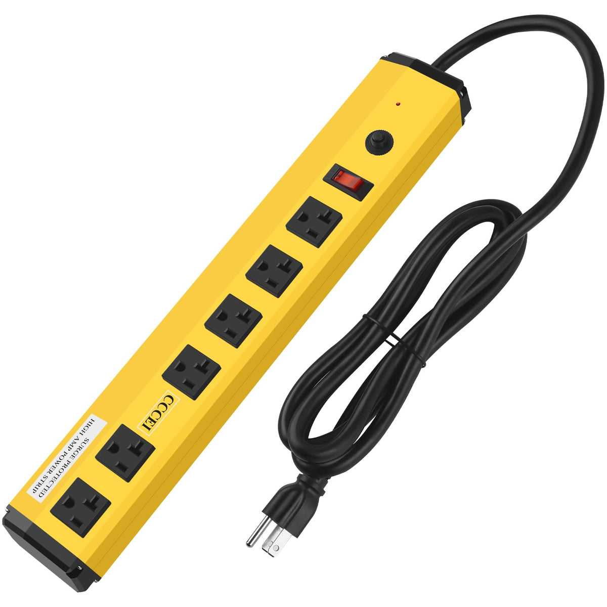 Cccei Heavy Duty Power Strip Surge Protector 20 Amp, High Amp Industrial Shop Garage Metal Multiple Outlets, 4 Ft 12 Gauge 5-15P