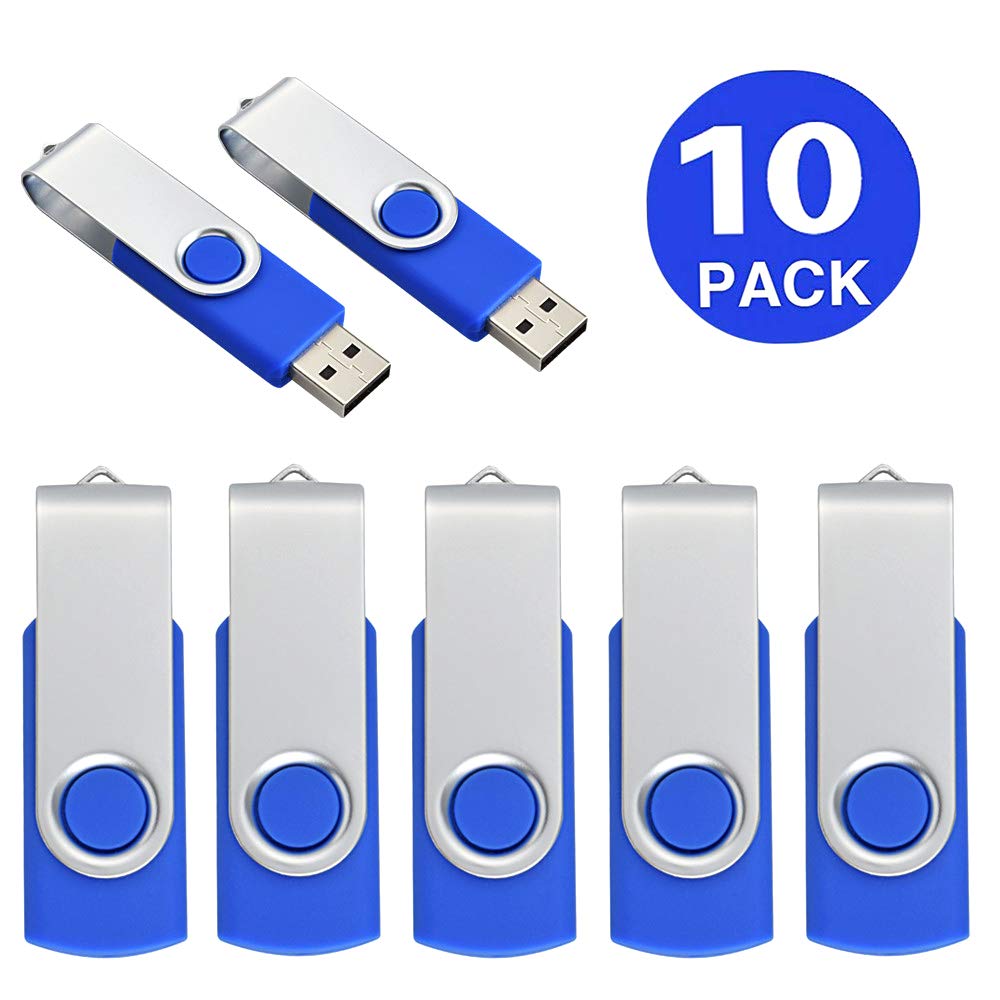 Aiibe 2Gb Flash Drive Usb Flash Drive Thumb Drives 2G Usb 2.0 Memory Stick Wholesale/Lot/Bulk (2Gb, 10 Pack, Blue)