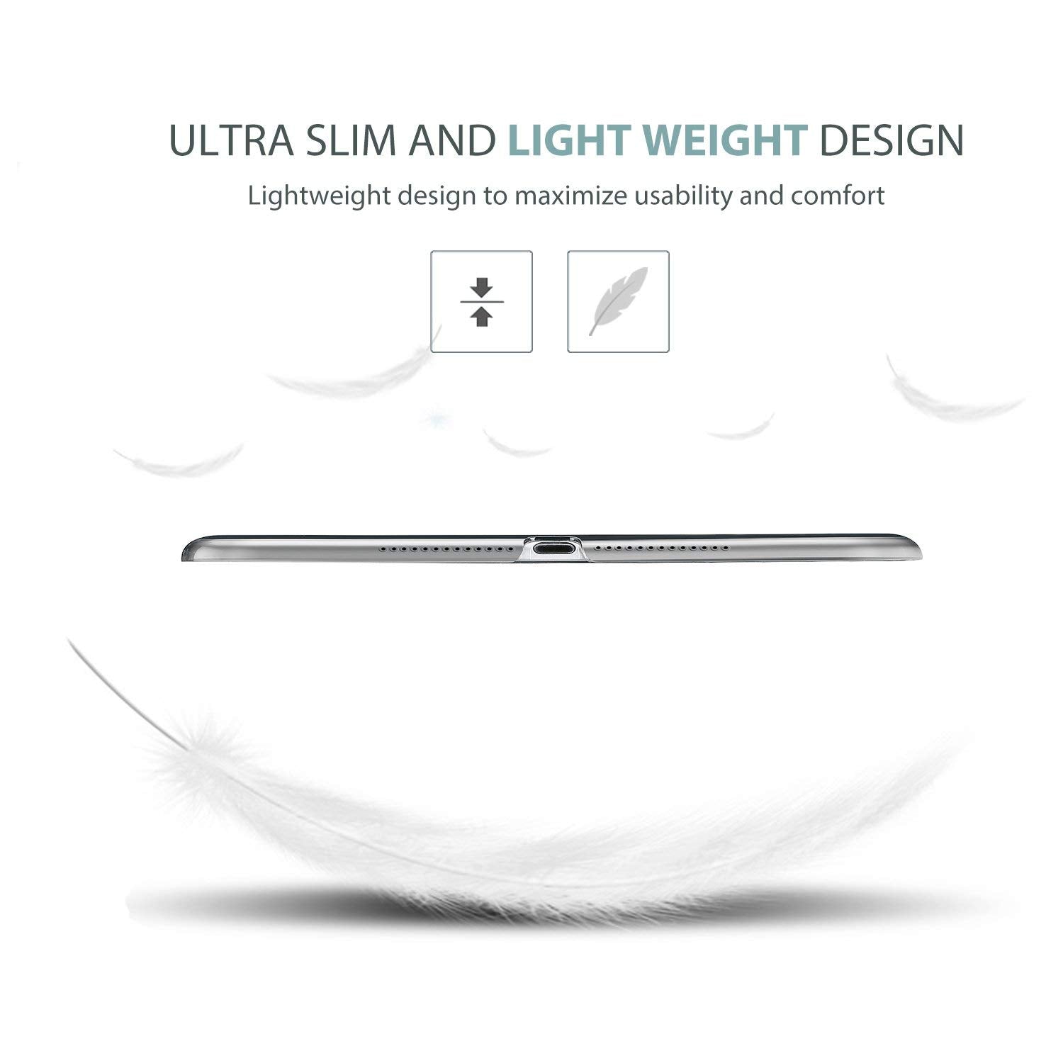 Procase Smart Case For Ipad 9.7 Inch Ipad 6Th/5Th Generation Case 2018 2017(Model: A1893 A1954 A1822 A1823), Ultra Slim Lightweight Stand Case With Translucent Frosted Back Smart Cover  White