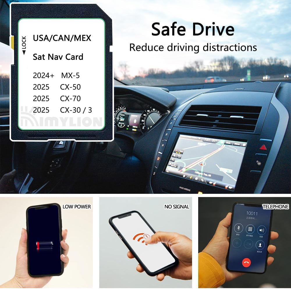 Latest Version Navigation Sd Card, Gps Sd Map Card Compatible With 2025 Cx 50/3 / Cx 30 / Cx 70, 2024+ Mx 5, Usa/Can/Mex Maps