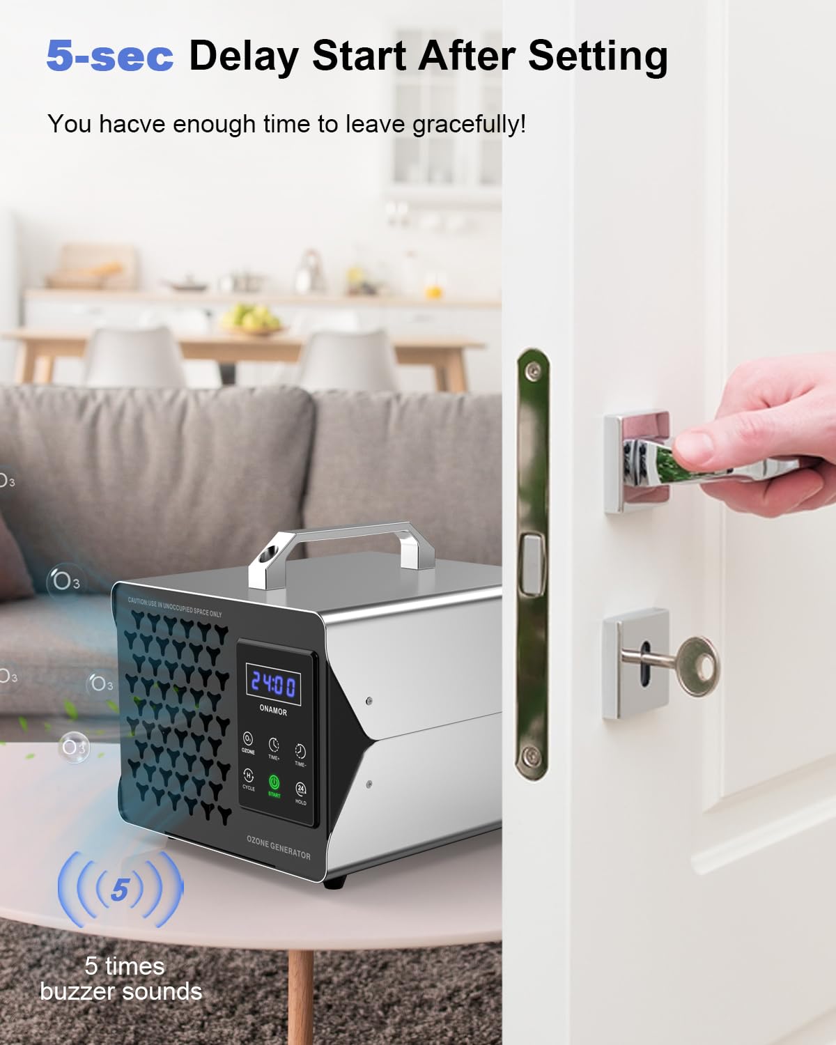 Onamor Digital Ozone Generator Odor Eliminator 77,000Mg, High Capacity Ozone Machine Odor Removal Up To 8,000 Sq.Ft, Ozone Odor