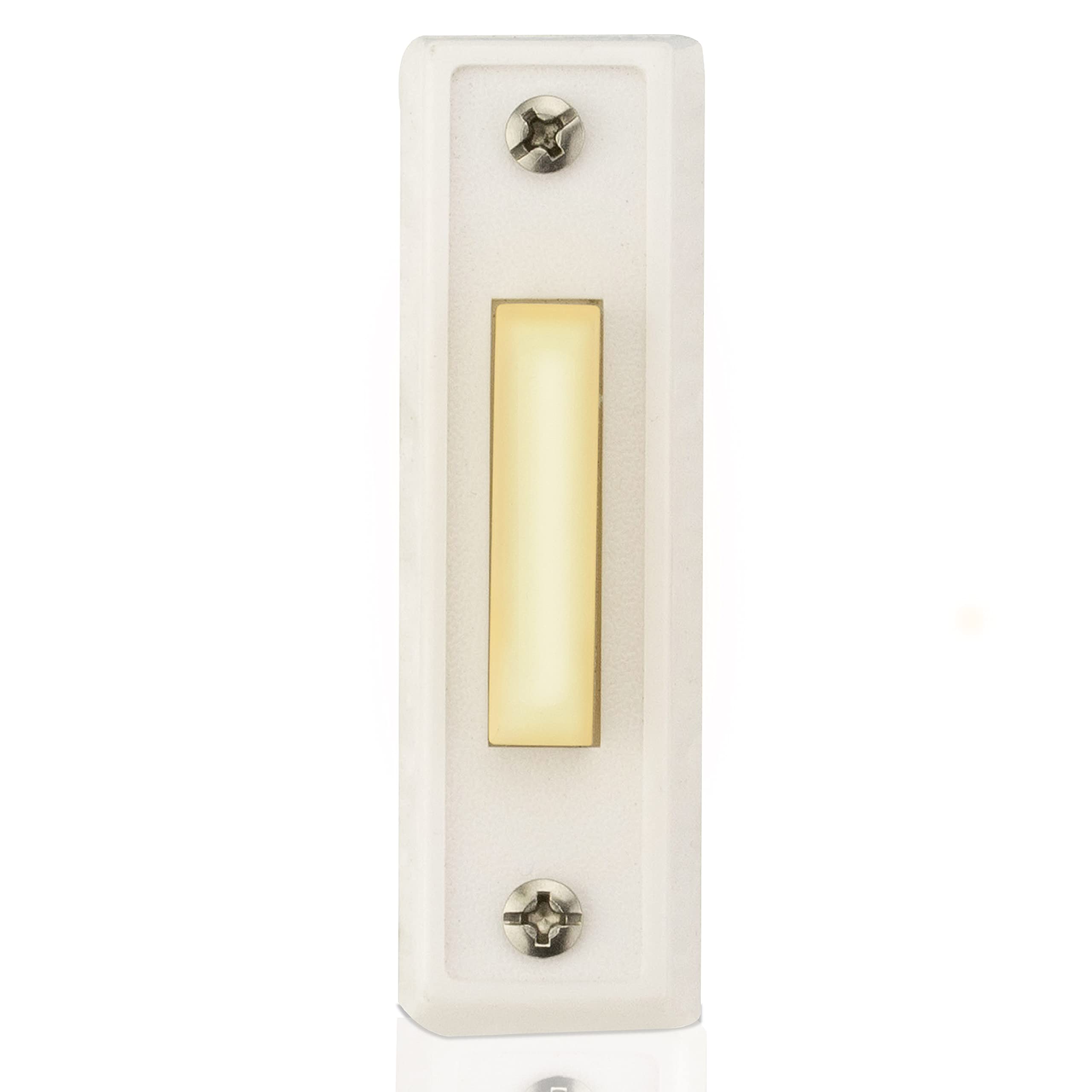 Newhouse Hardware Led Lighted Sturdy Plastic Door Chime Push Button Bt3Wl White | Classic Rectangular Lighted Door Bell Button |