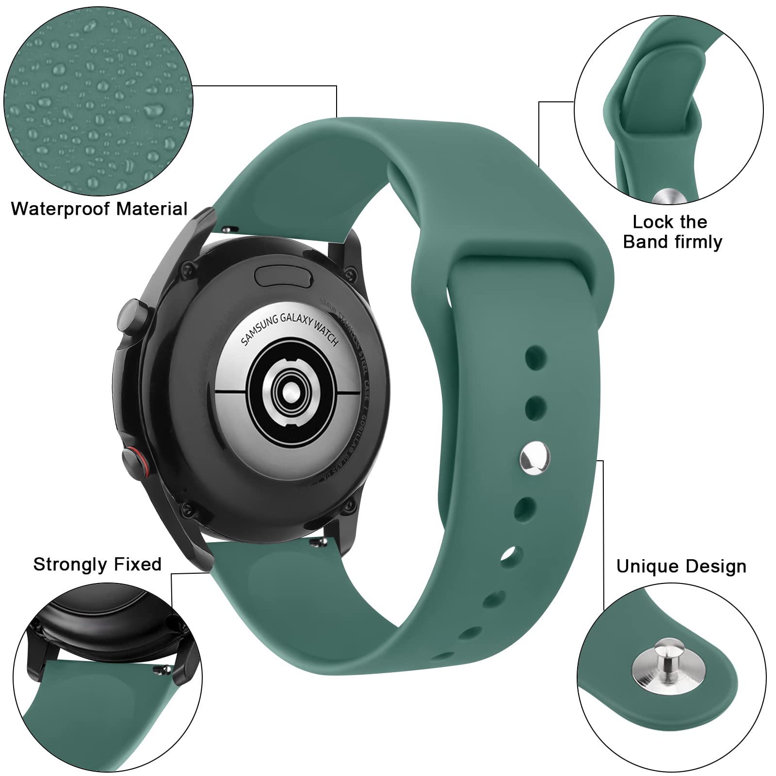 Wanme Bands For Samsung Galaxy Watch 3 Band 41Mm, Galaxy Watch 4/4 Classic, Galaxy Watch 5/5 Pro Bands Women Men, 4 Pack 20Mm So