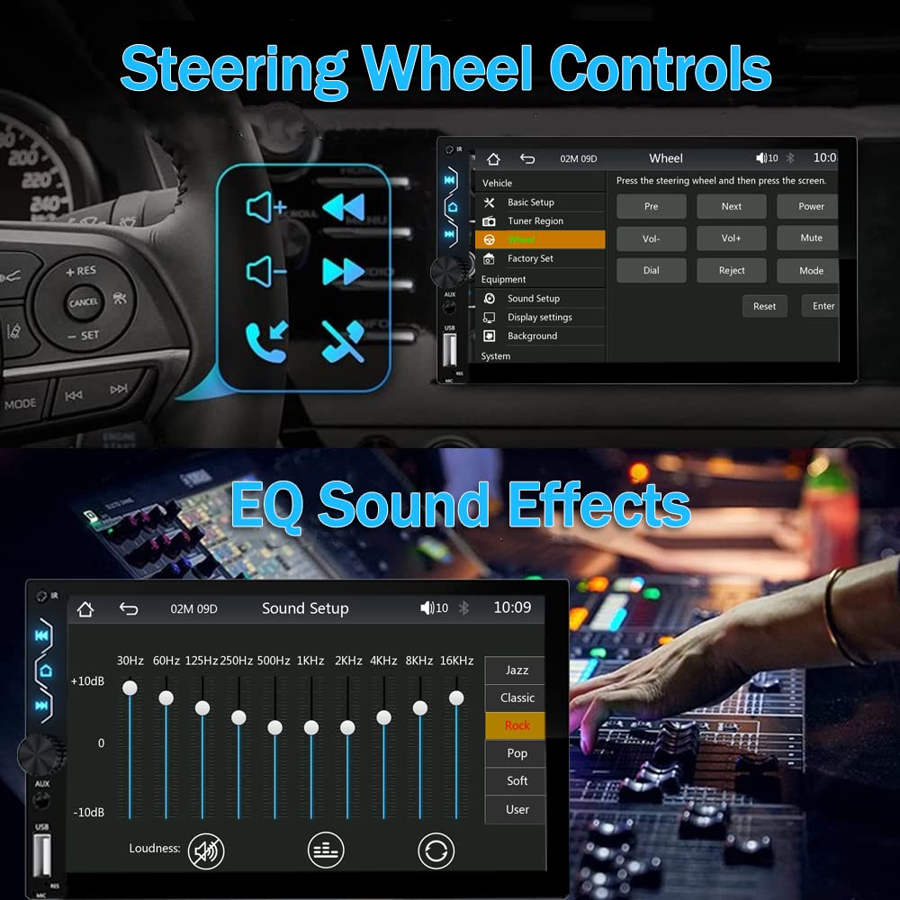 Double Din Car Stereo With Wireless Carplay,Wireless Android Auto,7 Inch Touch Screen Radio With Backup Camera,Bluetooth Car Aud