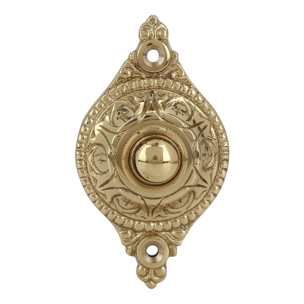 Wired Brass Doorbell Chime Push Button Vintage In Polished Lacquered Finish Vintage Decorative Door Bell With Easy Installation,